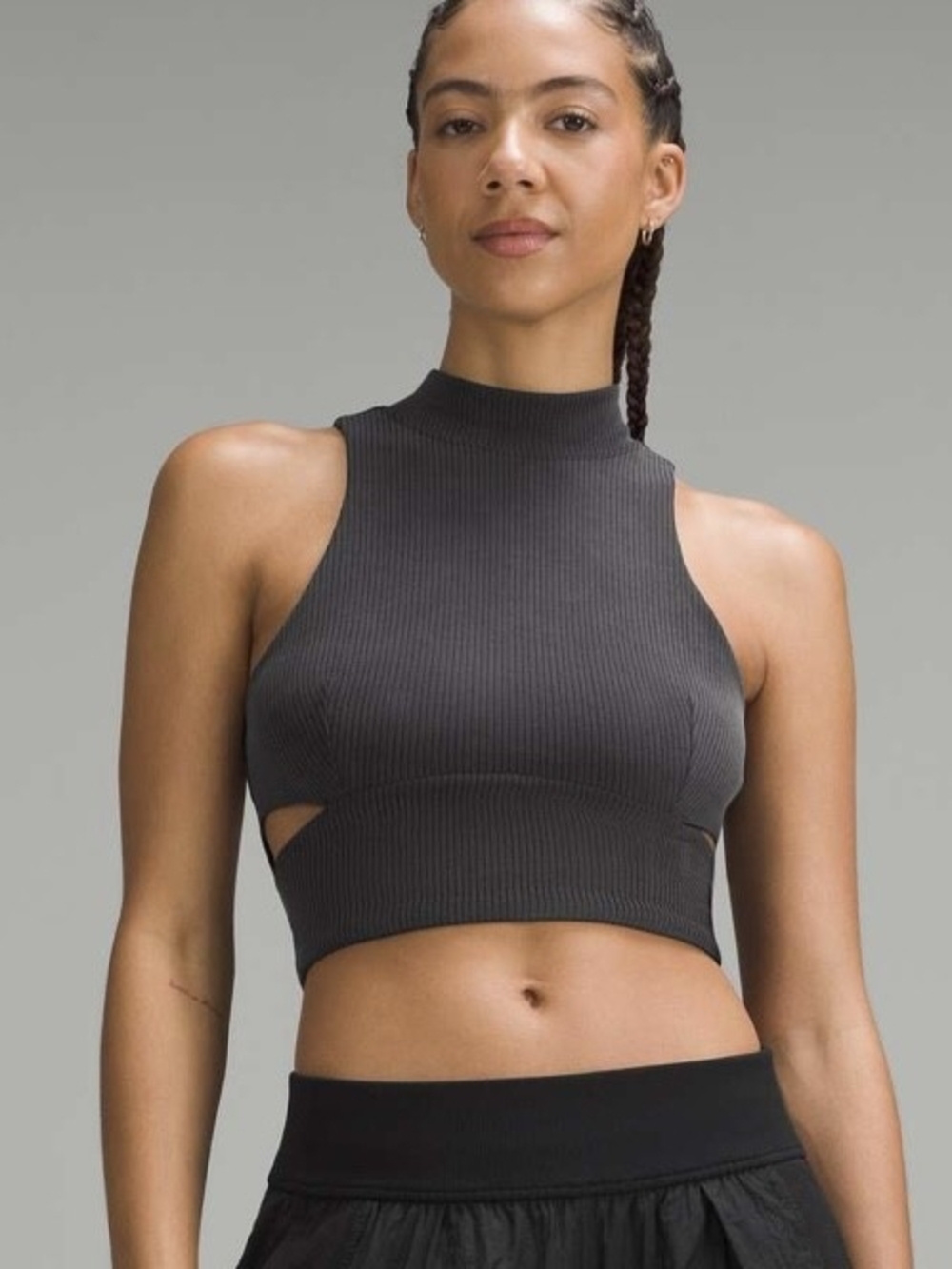 lululemon athletica Charcoal Ribbed High-Neck Crop Top